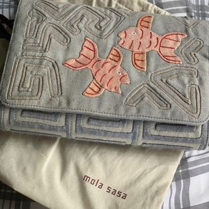Mola Sasa denim envelope clutch